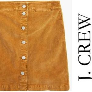 J Crew Corduroy Mustard Button Front Mini Skirt. Size 27
